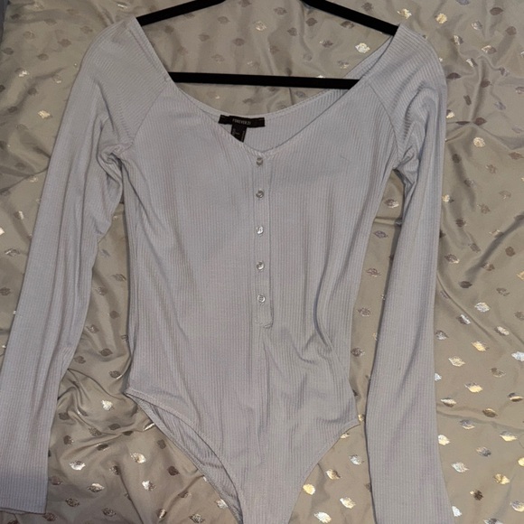 Forever 21 Light Blue Button-Up Bodysuit - Picture 1 of 2